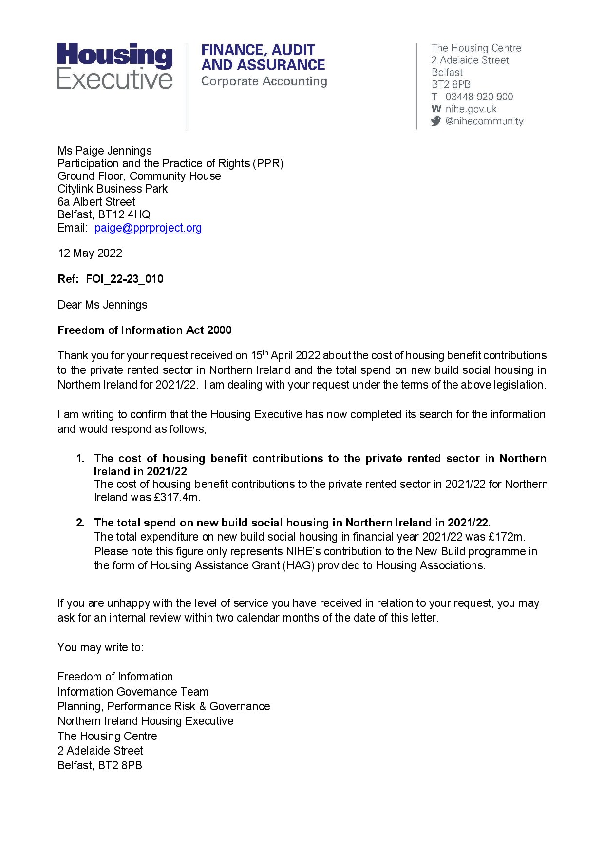 Update: New Build Social Housing Spent Vs. Housing Benefit Payments to Private Landlords